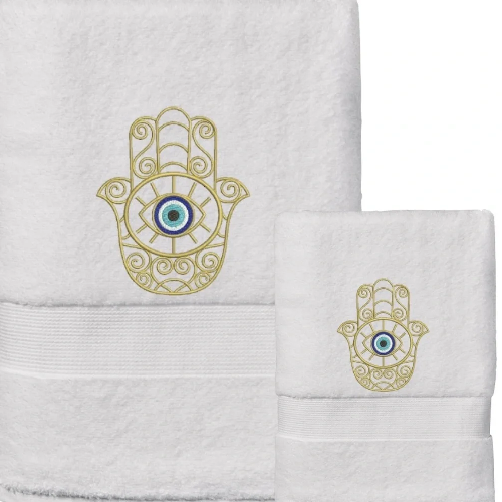 Set Evil Eye Embroidered 1 Hand 1 Bath Pick a set New Made to order Black